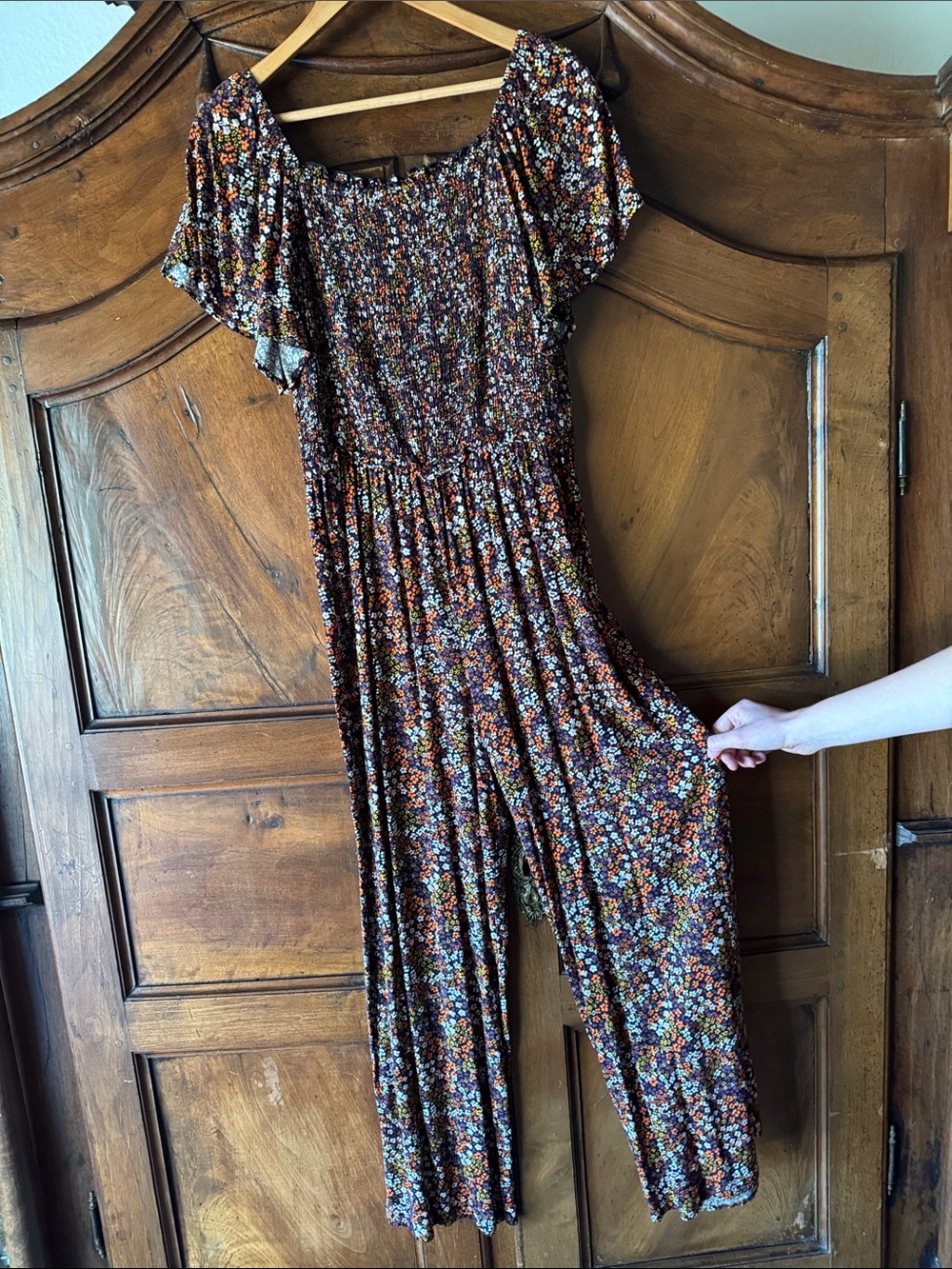 Floral  Multicolor Flutter Sleeve Jumpsuit